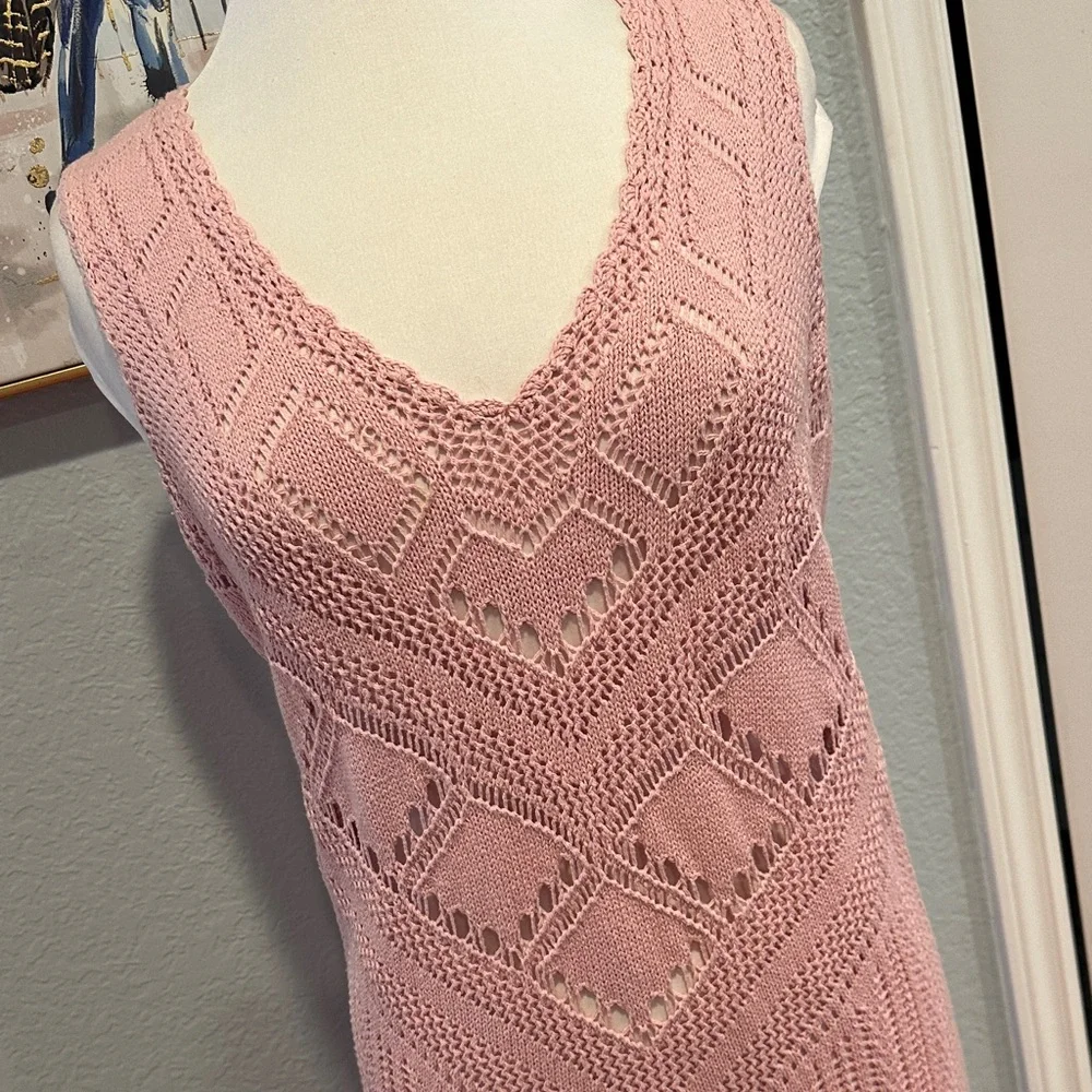 Free People Beach Sz Medium Dusty Pink Crochet Maxi Dress • NEW! - Picture 5 of 12